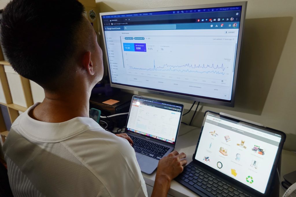 peter working with monitors