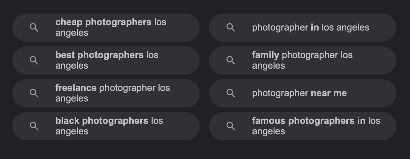photographers google search in los angeles